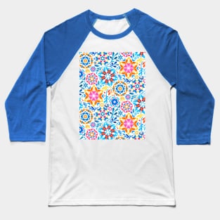 Watercolor Kaleidoscope Floral - brights Baseball T-Shirt